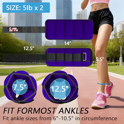Image of Adjustable Ankle Weights, 2 3 5 lb 1 Pair Strength Training Wrist Leg Arm Weights for Women, Men, Weighted Ankle Weight Set with Removable Sandbags for for Gym, Fitness Workout, Running Lifting
