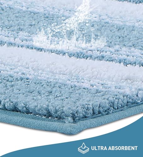 Image of Obsessions Soft & Plush Bath Mat | Quick Dry, Stain & Skid Resistant | Luxuriously Soft, Long Lasting Color | TPR Latex Backing, Size 50x80 cm, Aqua & Cream
