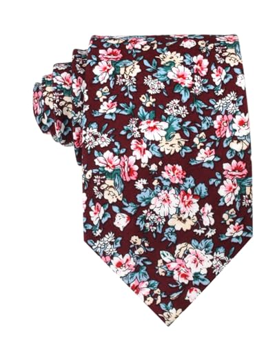 Image of OTAA Floral Necktie Casual Ties for Men - Perfect Neck Tie for Groomsmen Wedding Ties or Formal Occasions