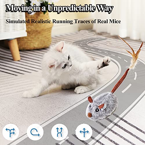 Vealind Interactive Cat Toys With Feather Tail, Usb Rechargeable Cat Mouse Toy Automatic Moving For Indoor Cats Hunting And Exercise (Grey) #TOP2