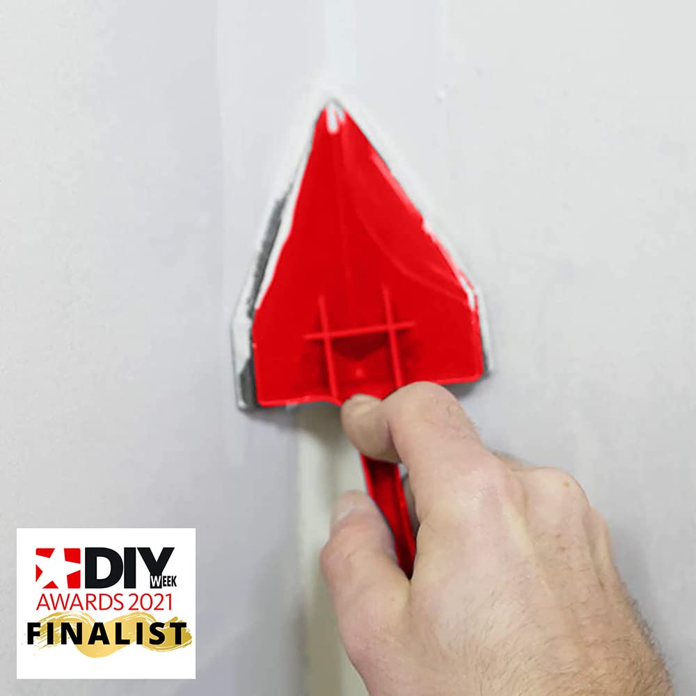 DEKTON DT95840 Malwerkzeug-Set, rot, Farbwalze, beflockte Kantenkante, Eckpolster, Teleskopstange, leicht zu reinigen, waschbar.