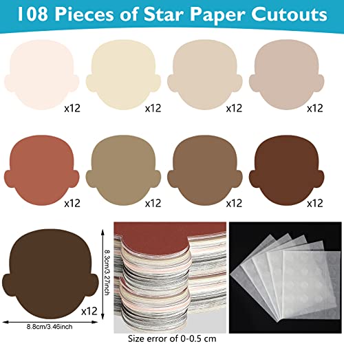 Image of Geyee 108 Pcs Multicultural Faces Cutouts or Crafts 3.5 Inch Skin Color Paper Cutouts Construction Paper Face Shaped Sticker Die Cut Fbulletin Board Decorations DIY Craft