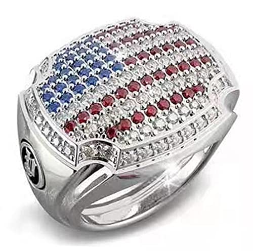 American Flag Ring For Men, Iced Out Cross Flag Ring Men’s Punk Cross United States Flag Patriotic Ring Jewelry Gift Father's Day Accessories (12) #TOP29