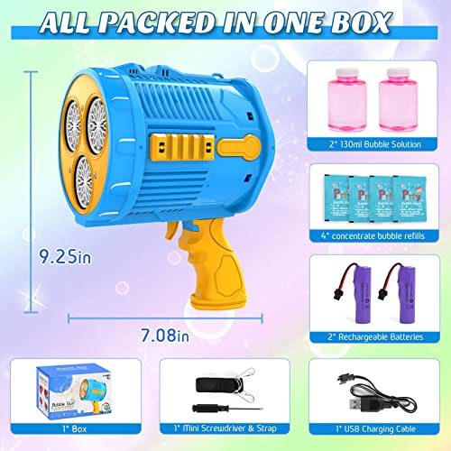 36 Holes Bubble Machine Gun With Lights, Watifisa Automatic Bubble Gun Machine Blaster With Solution And Rechargeable Battery Bubble Blower For Kids Outdoor Summer Fun, Party Favor Activity Toys Gift #TOP2
