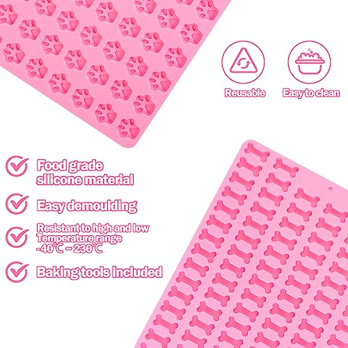 Lnjya 2 Stück Backmatte Hundekekse Mini, Silikon Formen für hundeleckerli, Leckerli Backmatte für Hunde, Silikonmatte Backform mit Spachtel für DIY Hundeleckerlies Kekse Leckerlis Pralinen