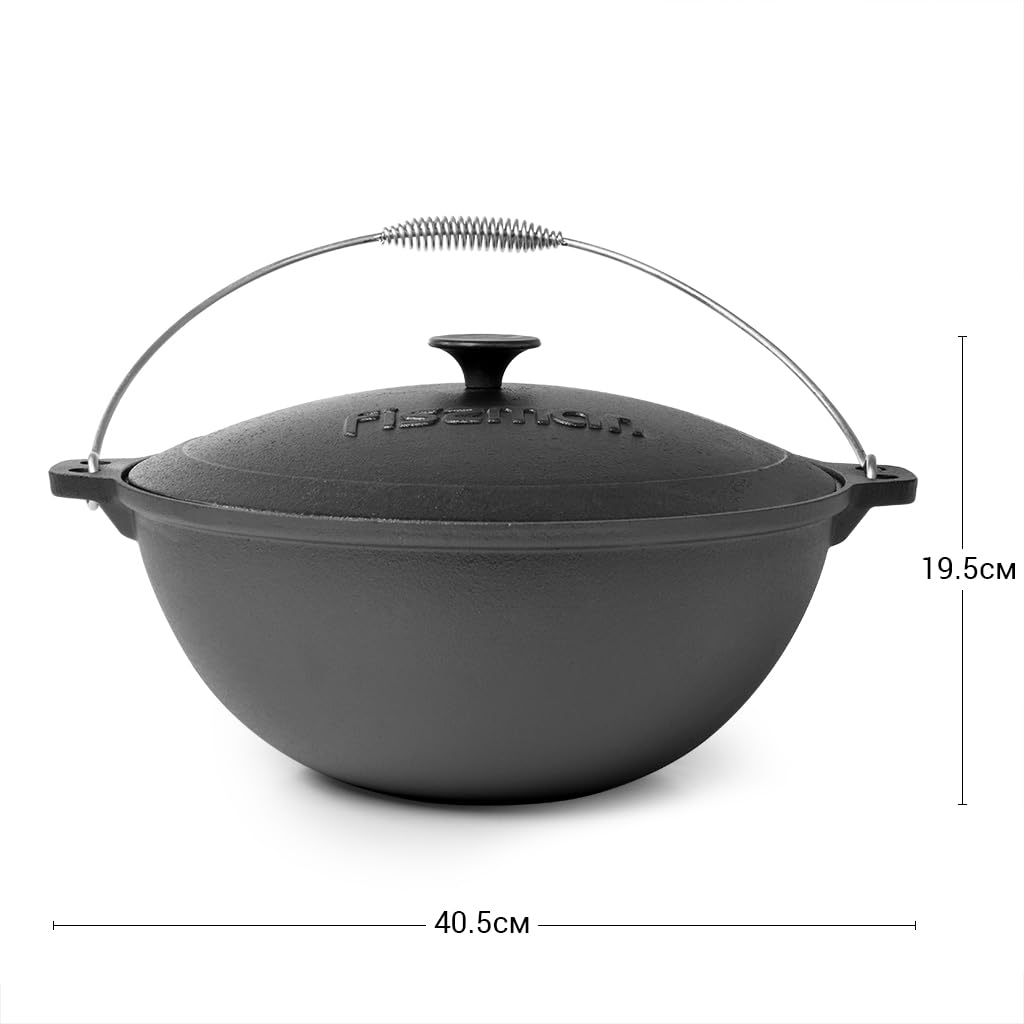 Fissman Dutch Oven Cast Iron Cauldron 8.0L with Handle and Lid, Non-Stick Cast Iron Cauldron, Ideal for Slow Cooking, Braising Meats and Vegetables, High-Heat Campfire Cooking