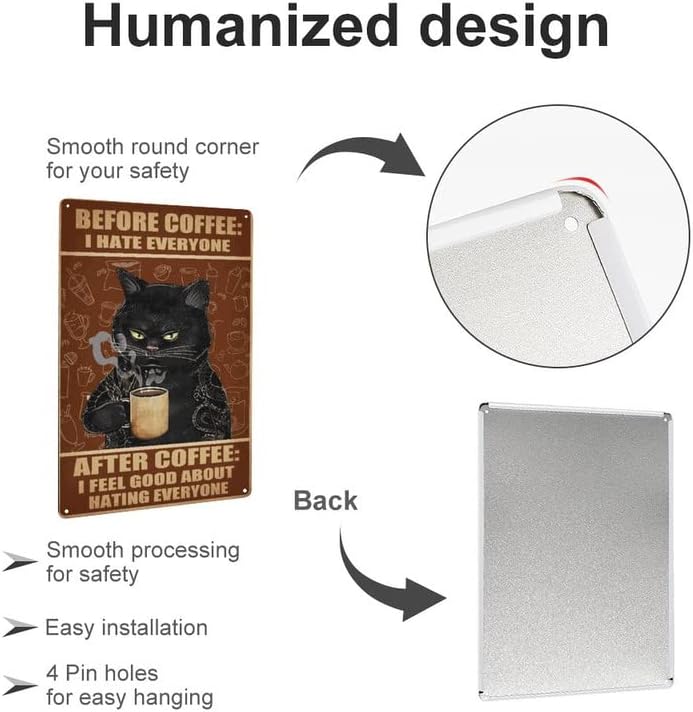 Miniatura 3 de Cartel de café con texto en inglés Before Coffee I Hate Everyone After Coffee I Feel Good About Hating Everyth, póster con texto en inglés Before