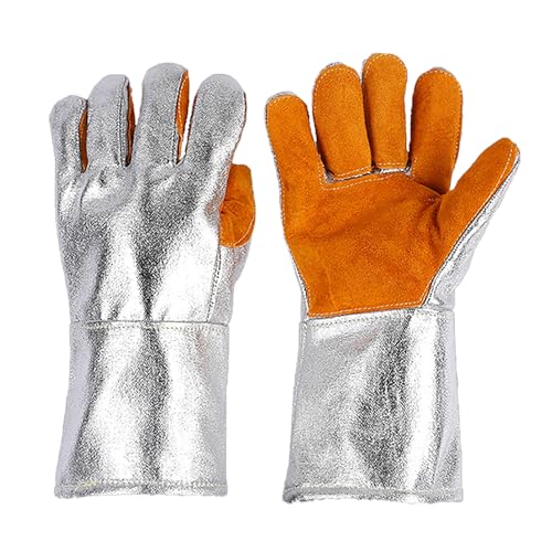 XIAWEBO Guanti Da Lavoro Alla Griglia, Guanti in Lamina Alluminata, Protezione Dal Calore per La Metallurgia, La Stufa e Altri Scopi