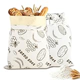 Wiederverwendbare Bienenwachs Brotbeutel 44 cm × 33 cm – mit natürlicher Bienenwachs-Beschichtung, Baumwoll-Aufbewahrungsbeutel zur Frischhaltung von selbstgebackenem Brot und Backwaren (2er-Pack)