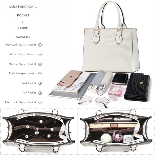 Image of CHICAROUSAL Crossbody Purses and Handbags for Women PU Leather Tote Top Handle Satchel Shoulder Bags (CB White)