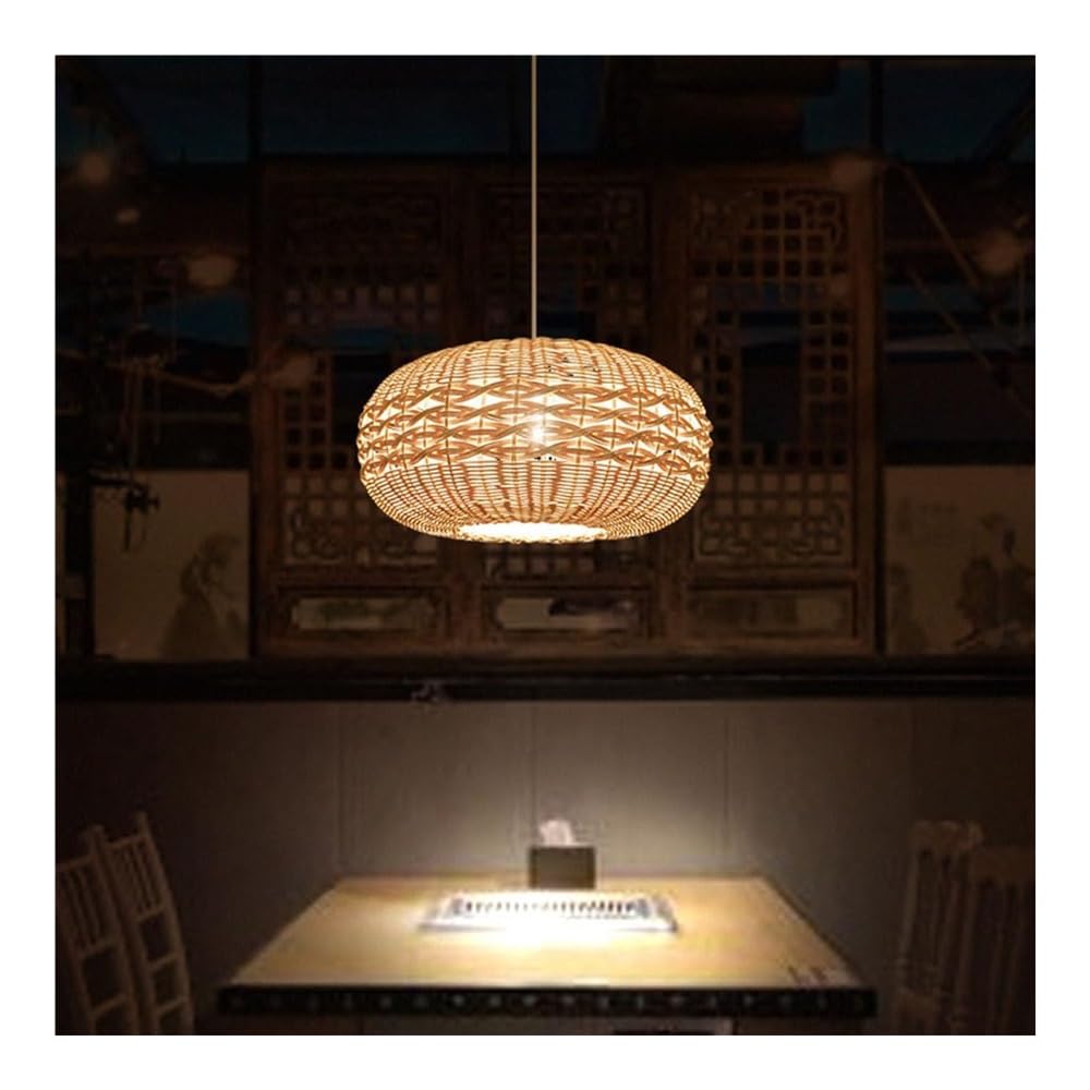 Antyczna lampa wisząca z lampą rattanową, żyrandol z naturalnego splotu, lampa wisząca z plecionki, lampa wisząca w stylu rustykalnym, pojedyncza głowica kompatybilna z jadalnią, s