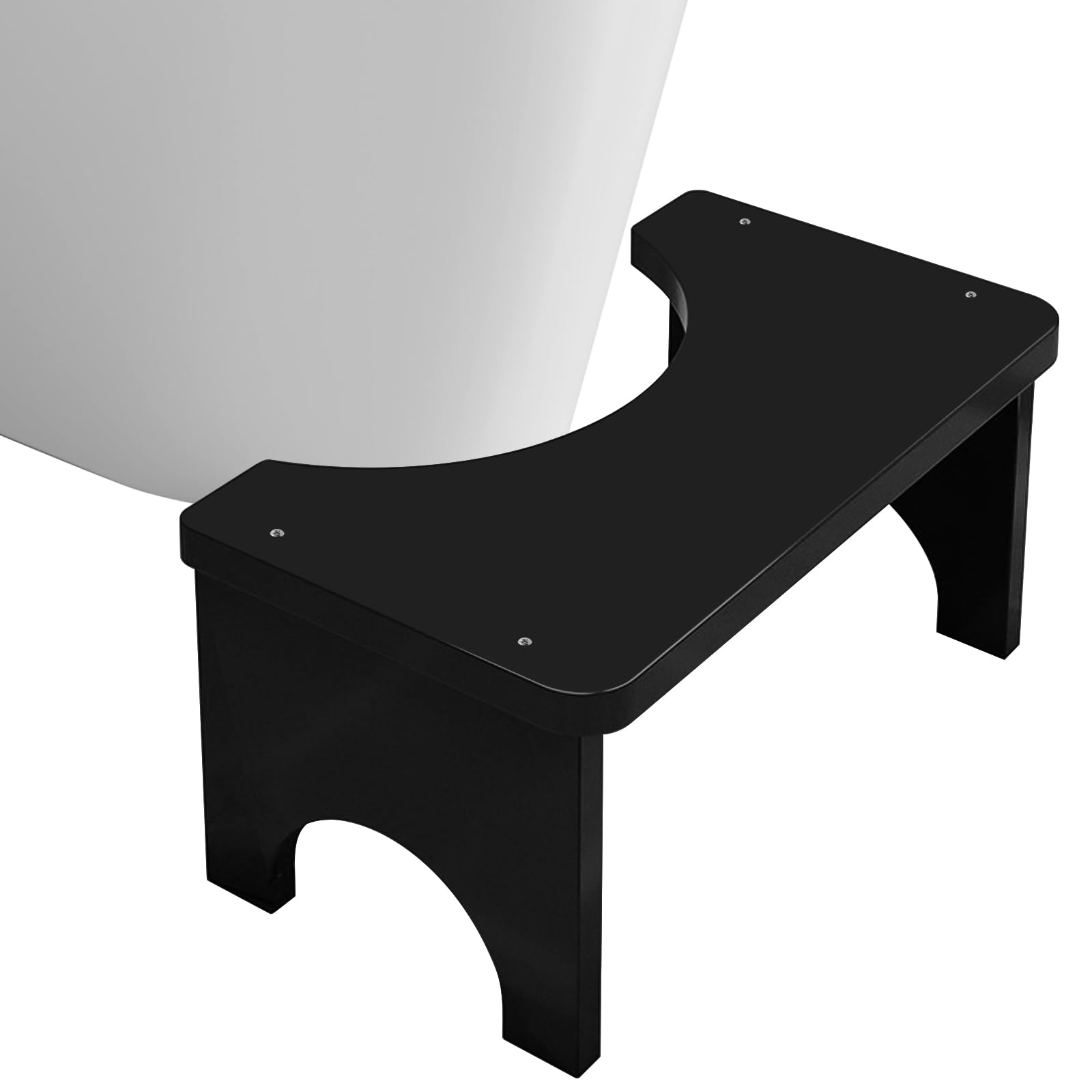 PORFOYO Bambus Toilettenhocker Holz, WC Hocker für Erwachsene, Kackhocker Hocker Toilette, Tragbarer Toilettenhocker, Klohocker Toiletten, Badezimmer-Kothocker, Schwarz, 37x20x17 cm