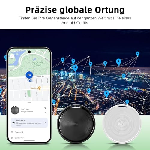 Glitfix GPS Tracker Android, Schlüsselfinder mit Google Find Hub App (NUR Android), IP67 Bluetooth Tracker, Schlüsselring, Air Tracker für Gepäck Taschen Koffer Geldbörsen,Schwarz,4 Stück