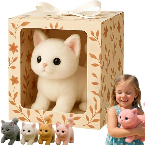 Mon Chat Réaliste AI - Apportez Une Joie Et Une Chaleur sans Fin, 2025 Nouveau Chaton De Robot Intelligent, Se Déplace comme Un Vrai Chat, des Chats Jouets Qui Marchent, des Miaules Et des Repr White