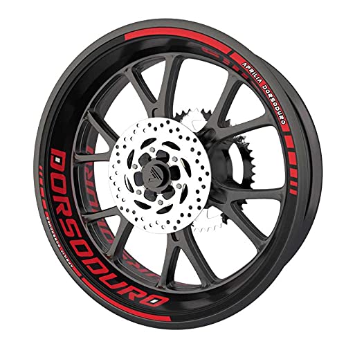 Komplettes Set mit Felgenrandaufklebern für Aprilia Dorsoduro Premium Qualität (8 Sticker für 2 Räder) (rot)