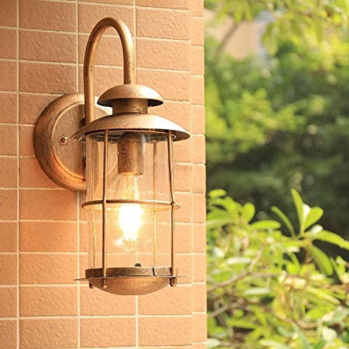 PeiyuLight Rustic Farmhouse Outdoor Wall Lantern - Waterproof Black/Bronze Metal