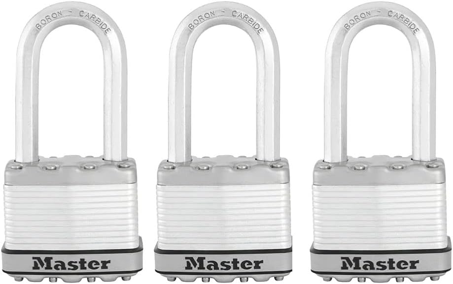 Master Lock M1XTRILHCCSEN, Triple Pack 1-3/4-Inch Wide Magnum Laminated Steel Padlock, 5/16-Inch Diameter, 2-Inch Shackle Clearance, 3-Pack, Silver, 3 Pack, Keyed-Alike