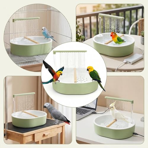 Baño para pájaros a prueba de salpicaduras con ducha automática USB 7