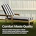 Honeycomb Outdoor Heritage Chaise 21.5 x 70, Cabana Stripe Black & Ivory Chaise Lounge Cushion with Removable Cover, for Patio Furniture