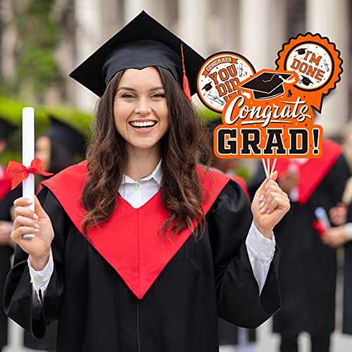 Image of 30PCS Graduation Party Decorations Congrats Grad Table Centerpiece,Graduation Table Decorations,Congratulate Graduation Centerpiece Sticks Table Toppers for Graduation Party(Orange)