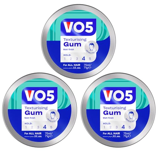 VO5 Hair Styling Texturising Gum for Men & Women - Strong Hold, Flexible Matt Finish for All-Day Control, 75ml - Pack of 3