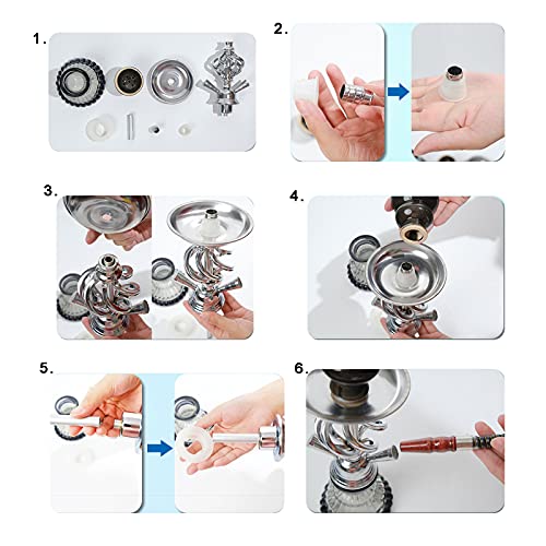 DBGA Mini Shisha Set, Klein Hookah 30 cm, mit 2 Anschlüssen inkl. Adapter Closed Chamber mit Klickgewinde + Edelstahl… – Bild 6