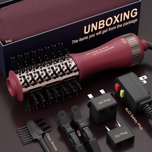 Image of Christmas Gift for Womans-Dual Voltage Hair Dryer Brush,Travel Hair Dryer,Dual Voltage Blow Hair Dryer Brush,European Blow Hair Dryer,110~240V Mini Portable Size for International Travel