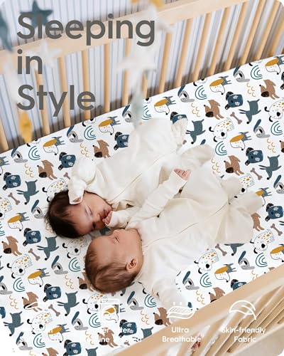 Image of Baby Crib Sheets Boy Girl for Standard Crib Mattress - Ultra Soft Jersey Knit Neutral Crib Mattress Sheet, Safe and Snug, Durable, Stylish Crib Sheet Fitted, 28''x52''x9'' Extra Deep Pocket