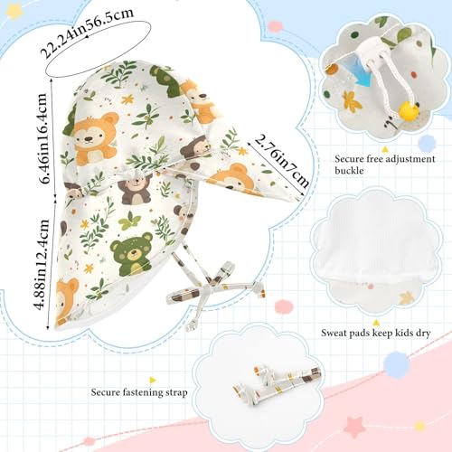 Cartoon Childish Animals Light Color Kid Sunhat Boys Beach Play Hats Girl UPF 50 Wide Brim Traveling Camping4