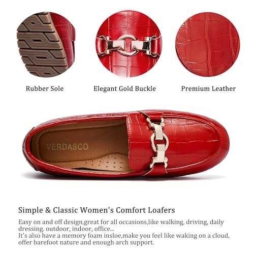Image of VERDASCO Women's Loafers Comfort Slip-Ons Flat Work Shoes Casual Moccasins Penny Loafers Lady Dress Shoes