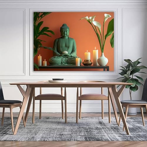 Toile bouddhisme zen CUDAOO vert pour chambre à coucher - 2