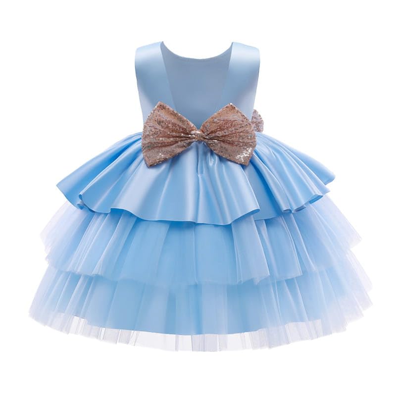 Mädchen Kleid mit Tüll Rüschen und Funkelnder Dreamas Schleife - Ideal für Feste, Hochzeiten und Partys