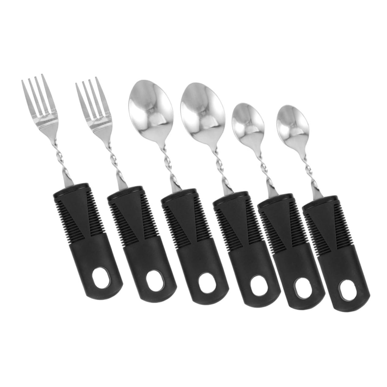 HAWILLOSCH Lightweight Adaptive Utensils 2 Sets for Disabled Elderly Easy to Use Anti-shake Spoons Forks Elderly Dinnerware Utensils