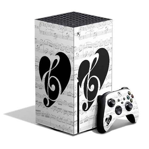 Skinit Decal Gaming Skin Compatible with Xbox Series X Bundle - BW Musical Notes Design