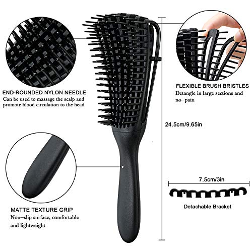2 Pieces Detangling Brush For Afro America/African Hair Textured 3A To 4C Kinky Wavy/Curly/Coily/Wet/Dry/Oil/Thick/Long Hair, Knots Detangler Easy To Clean (Black, Green) #TOP2