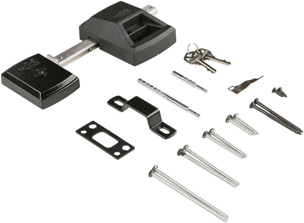 National Hardware N109-080 SmartKey Security Gate Lock, Keys Included, Coated with WeatherGuard Protection, Black