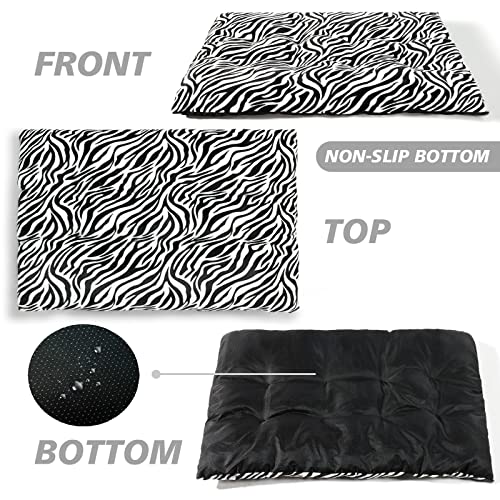 Patas Lague Soft Dog Bed Crate Mat For Small Dogs (24 * 18 * 4 In), Flannel Fleece Zebra Print Dog Pet Cat Kennel Pad With Anti-Slip Bottom, Machine Washable #TOP4