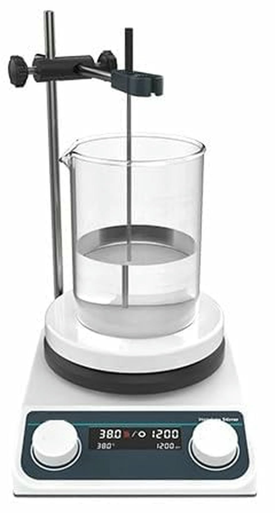 Mezclador magnético de laboratorio de calefacción, velocidad de 200-1500 rpm, temperatura máxima de 280 °C, motor sin escobillas, clip de sonda de 3 agujeros