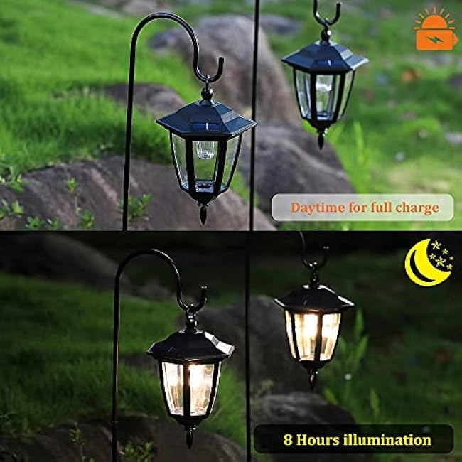 MAGGIFT 34 Inch Hanging Solar Lights Decorative Garden Lanterns Solar Powered Coach Lights Warm White LED