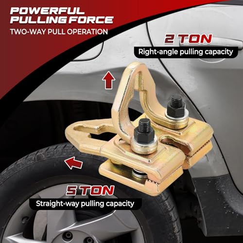 Image of NATGAI Right Angle Auto Body Pull Clamp | 5 Ton Two-Way Self-Tightening Pull Clamp, Multi Hook Point Frame Repair Tool for Car Collision, Dent Pulling, Panel Straightening, and Auto Body Work