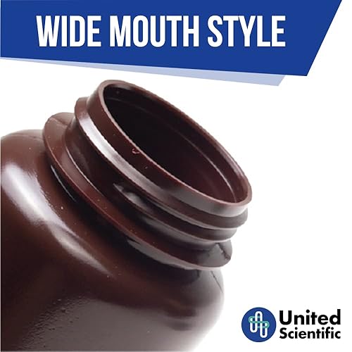 Miniatura 3 de United Scientific Supplies 33462  Botella de reactivo ámbar de boca ancha HDPE de grado de laboratorio  Diseñada para laboratorios, aulas o