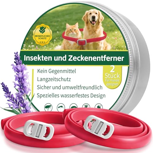2 Pcs Floh Zeckenhalsband für Katzen & Hunde | Bis zu 16 Monate Langzeitschutz | Natürlicher Floh- und Zeckenschutz | Wasserdichter Verstellbares (rot, Universal) 2 Pcs Floh Zeckenhalsband für Katzen & Hunde | Bis zu 16 Monate Langzeitschutz | Natürlicher Floh- und Zeckenschutz | Wasserdichter Verstellbares (rot, Universal)