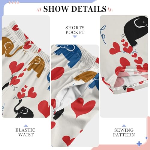 Elephant Sweet Love Boys Long Pants Soft Trousers Elastic Waist Kids Lounge Bottoms with Pockets S-XL4