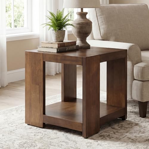 DM Furniture 2-Tier Side Table for Living Room, Rectangular Bedside