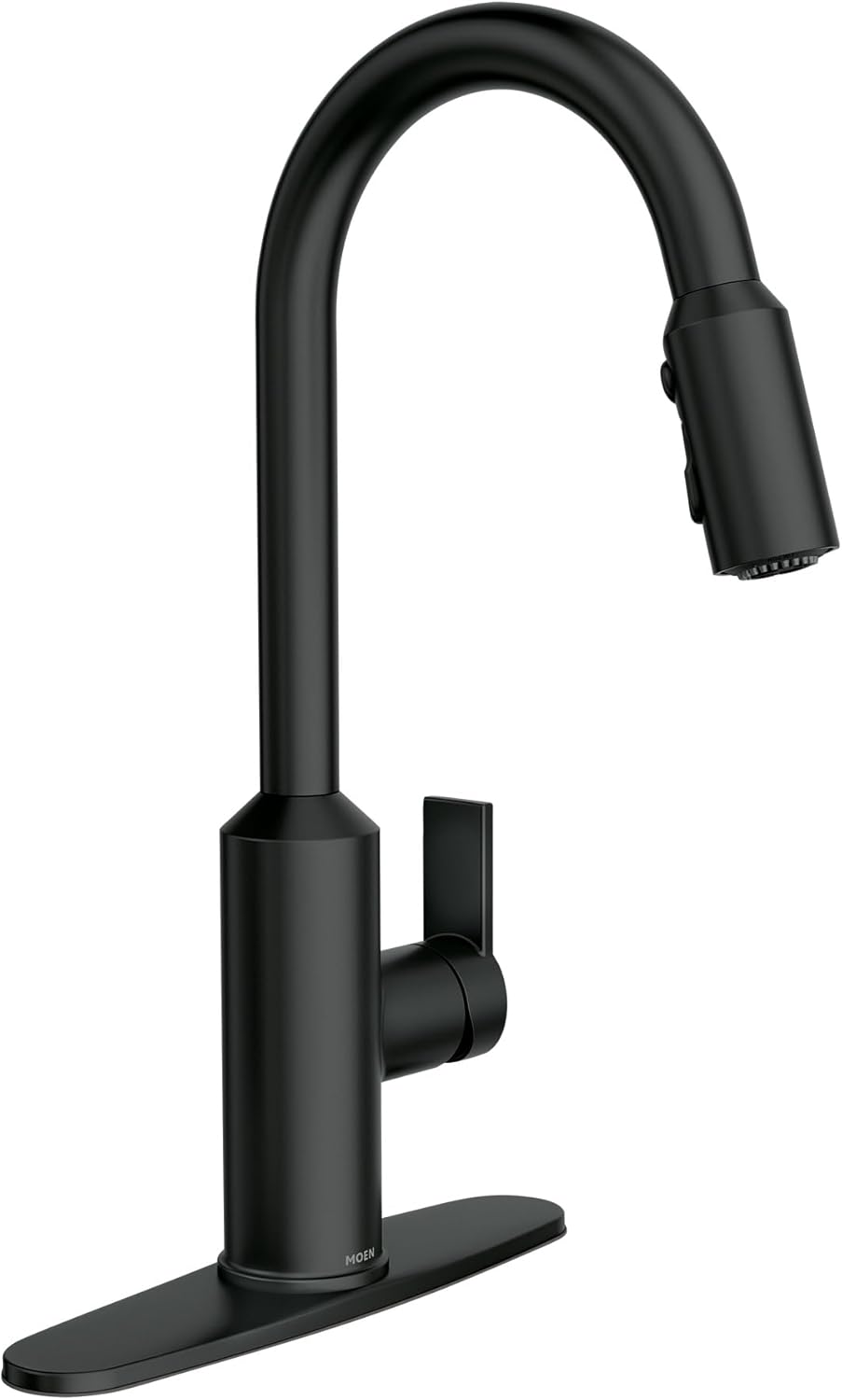 Moen Meena One Handle Kitchen Faucet with Pull Down Sprayer, High Arc Kitchen Sink Faucet Featuring Reflex System and Duralock Quick Connect, Matte Black, 87270BL
