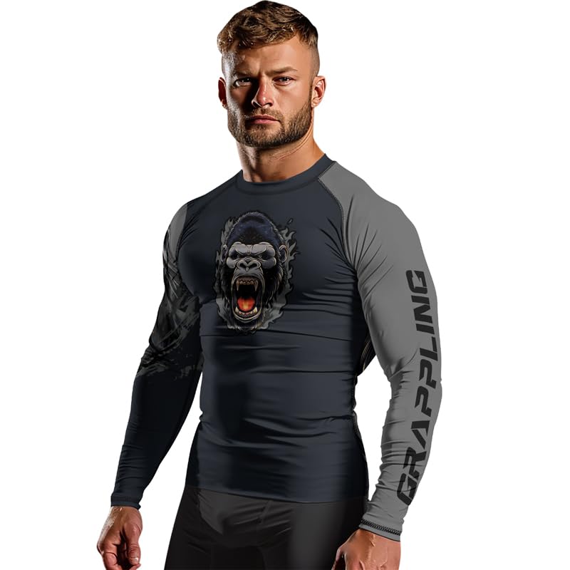 Gorilla Long Sleeve Compression Shirt Rash Guard – Premium Training Gear for BJJ Jiu Jitsu MMA Grappling Workouts4