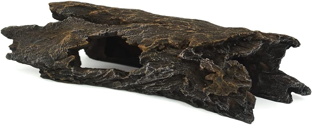 ZIIYAN Critter Cavern Resin Wood Bark Aquarium Decorations Hiding Place for Bearded Dragon Lizards Leopard Gecko Spiders Snakes Fish…
