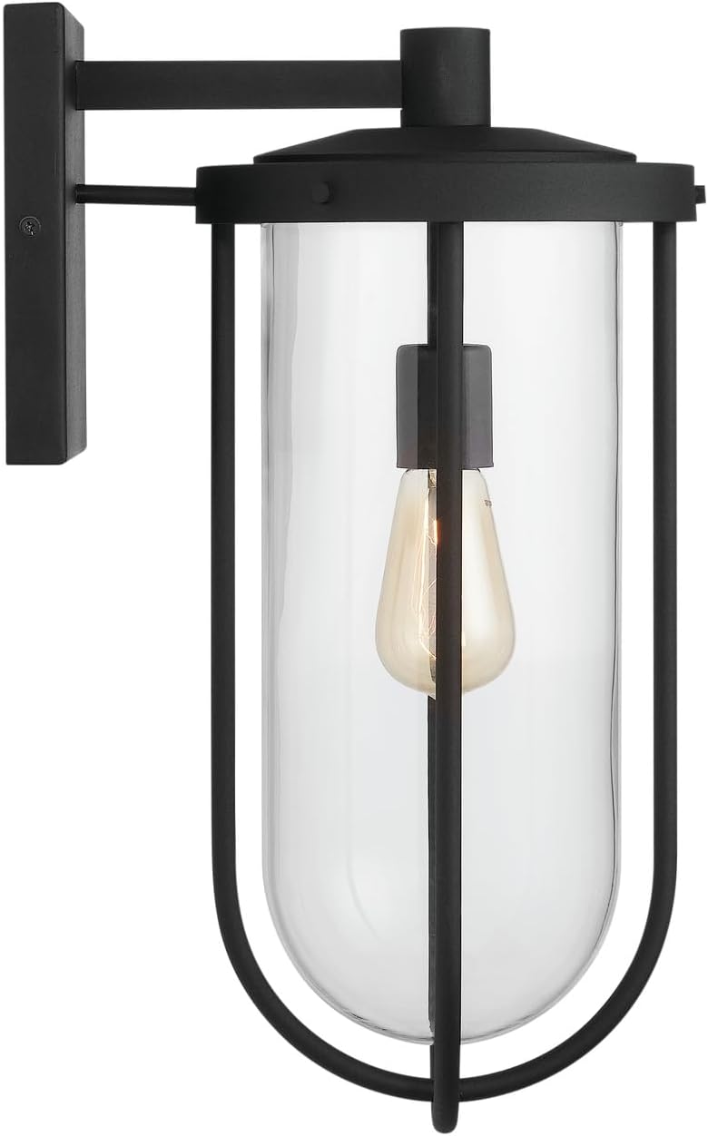 Capital Lighting 934212BK Corbin Clear Glass Outdoor Wall Sconce, 1-Light 100 Watt, 19" H x 8" W, Black