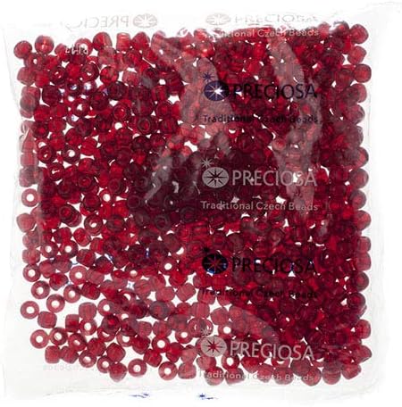Preciosa Czech Seed Beads 32/0 (8mm) Transparent Red - 250g Bulk Bag Beads for Jewelry Making and Crafts