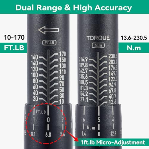 Image of Click Torque Wrench, Dual-Direction Adjustable 72 Tooth Ratchet, ±3% Accuracy, Small Torque Wrench for Bike, Motorcycle and Car Repair (1 /2 inch, 6PCS)